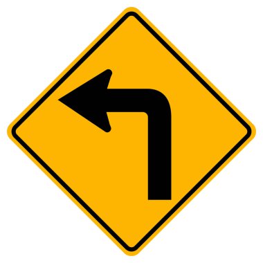 Turn Left Traffic Road Sign,Vector Illustration, Isolate On White Background Symbols, Label. EPS10 clipart