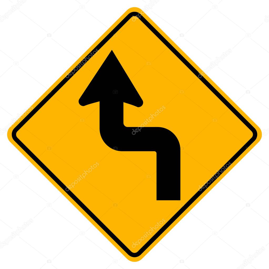 Curves ahead Left Traffic Road Sign,Vector Illustration, Isolate On White Background Symbols, Label. EPS10
