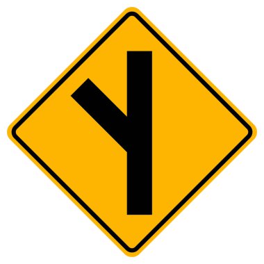 Y - Kavşak Trafik İşareti, Vektör İllüstrasyonu, Beyaz Arkaplan Etiketi İzole Et. Bölüm 10 