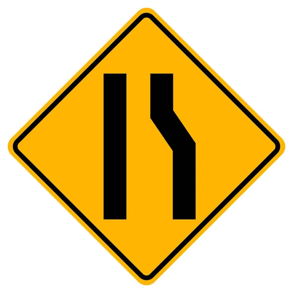 Estreito direito sinal de trânsito, ilustração vetorial, isolar no rótulo de fundo branco. EPS10 — Vetor de Stock