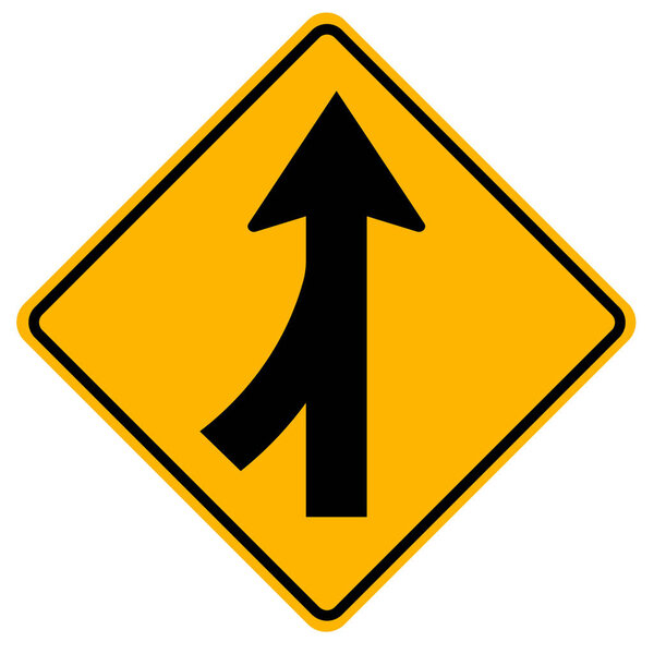 Merges Left Traffic Road Sign,Vector Illustration, Isolate On White Background Label. EPS10 
