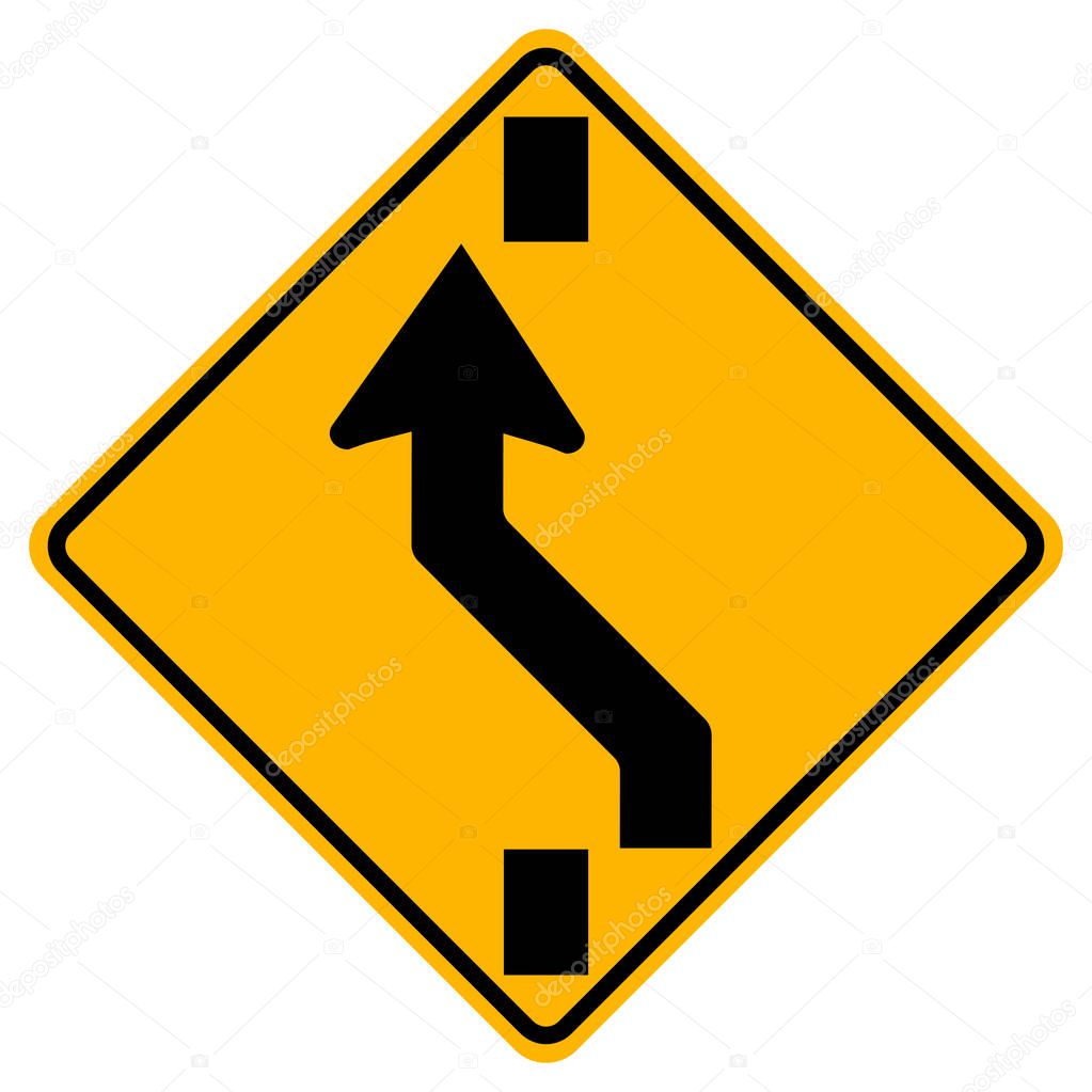 Square Shaped Changing To Left Lane Traffic Road Sign,Vector Ill