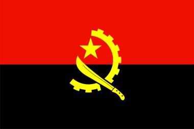 The Original Flag of Angola, Vector Illustration The Color of the Original, Official Colors and Proportly, Doğru Boyut, Ayırma Beyaz Arkaplan Etiketi. Eps10 