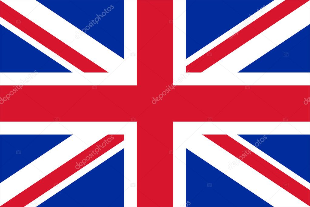 The Original Flag Of United Kingdom,Vector Illustration The Color Of The Original,  Official Colors and Proportion Correctly, Isolate White Background Label .EPS10
