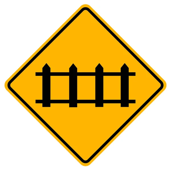 Железнодорожный переход впереди, который не защищен автоматическими воротами Дорожный знак, векторная иллюстрация, изолировать на белом фоне этикетка. S10 — стоковый вектор