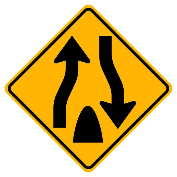 Panneau de signalisation routière à extrémités divisées, Illustration vectorielle, Isoler sur étiquette de fond blanche. PSE10 — Image vectorielle