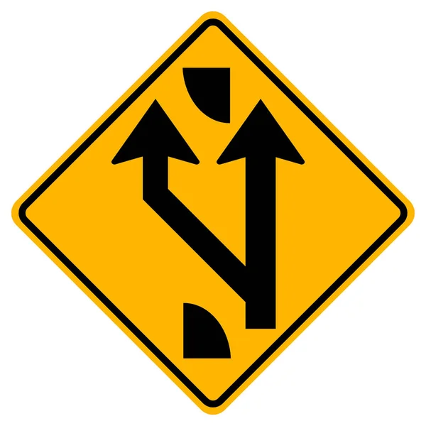 Indicando una carretera bifurcada delante Señal de tráfico, Ilustración de vectores, Aislar sobre fondo blanco, Símbolos, Etiqueta. EPS10 — Vector de stock