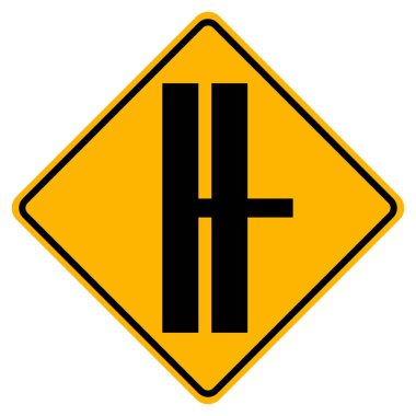 Önümüzde otoyol kavşağı ve T-Junction Trafik İşareti, Vektör İllüstrasyonu, Beyaz Arkaplan Etiketi İzole Et. Bölüm 10 
