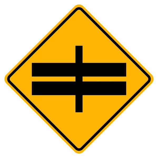 Intersection de la route En avant Panneau de signalisation routière, Illustration vectorielle, Isoler sur l'étiquette de fond blanc. PSE10 — Image vectorielle