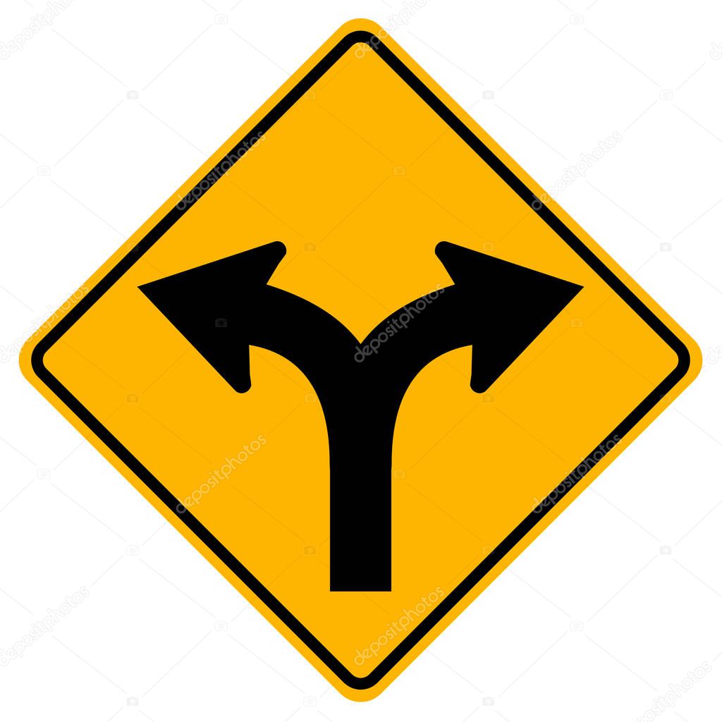 Fork In Road Traffic Sign,Vector Illustration, Isolate On White Background Label. EPS10 