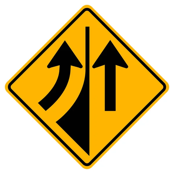 Panneau de signalisation fusionnant depuis la gauche, Illustration vectorielle, Isoler sur étiquette de fond blanc. PSE10 — Image vectorielle