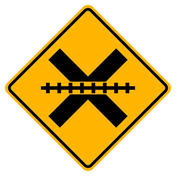 Signo de símbolo de aviso de cruzamento de nível ferroviário, ilustração vetorial, isolar na etiqueta de fundo branco. EPS10 — Vetor de Stock