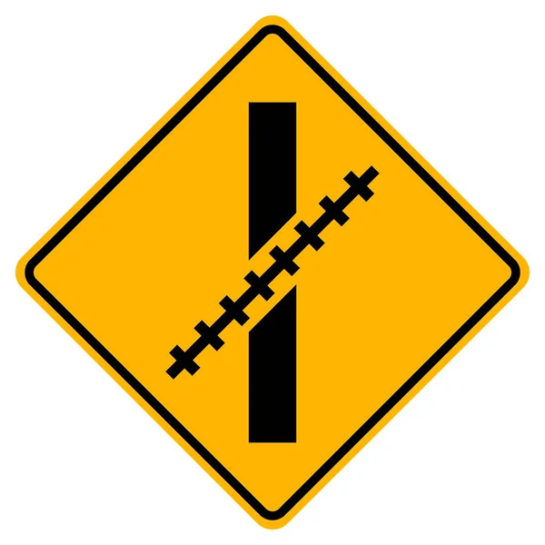 Aviso Nível Ferroviário Cruzando em um sinal de símbolo de ângulo oblíquo, ilustração vetorial, isolar na etiqueta de fundo branco. EPS10 — Vetor de Stock