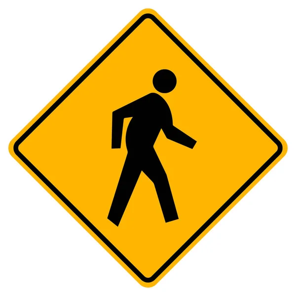 Pedestrian Crossing Warning Road Sign,Vector Illustration, Isola — Stock Vector