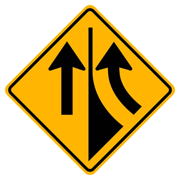 Señal de carretera de advertencia que se fusiona desde la derecha, Ilustración de vectores, Aislar en la etiqueta de fondo blanco. EPS10 — Archivo Imágenes Vectoriales
