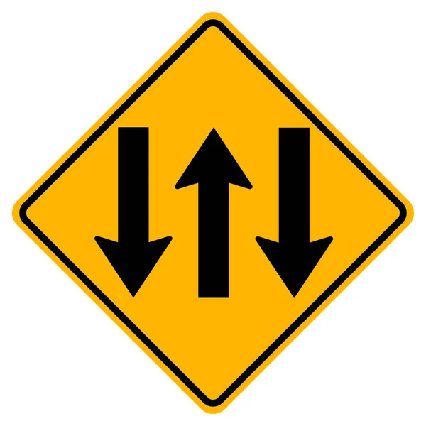 Three Lane Traffic Road Sign, Vector Illustration, Elkülönítve a fehér háttér címkén. 10. rész — Stock Vector