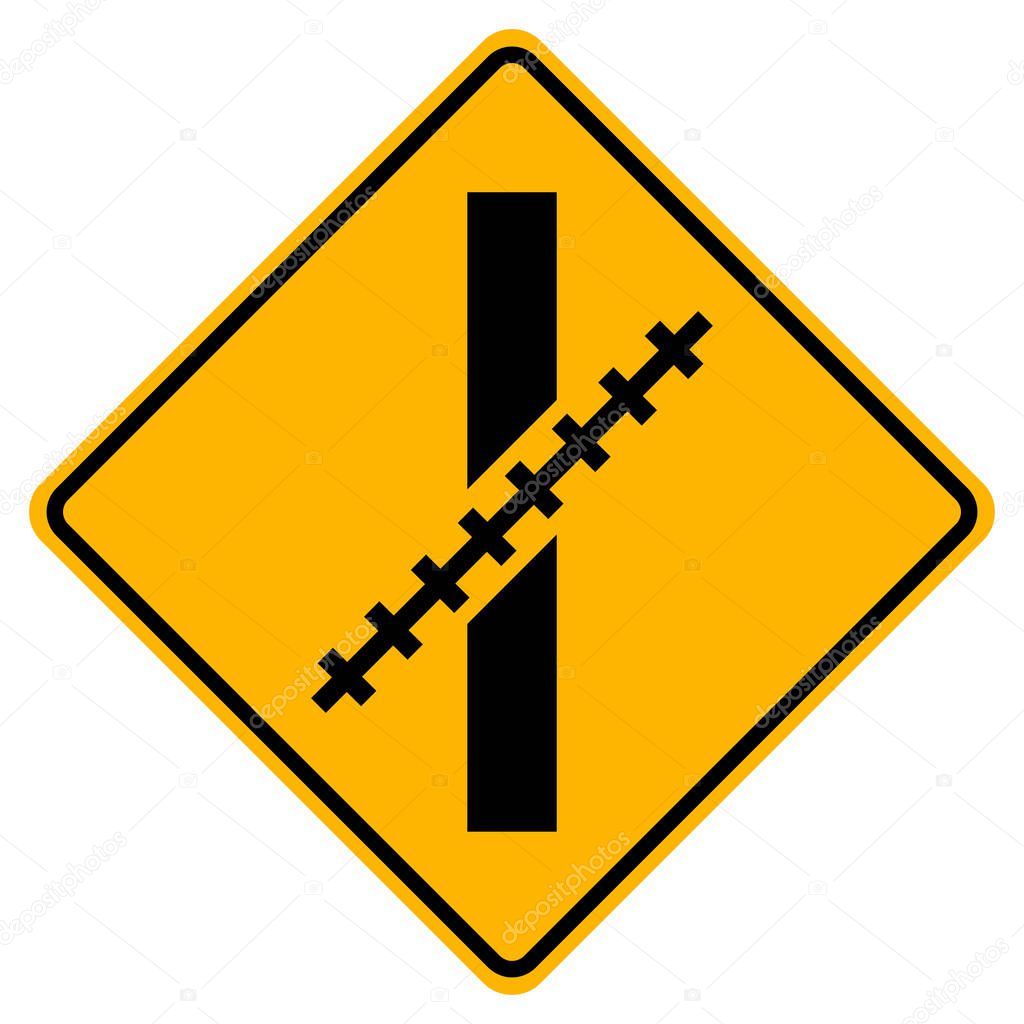 Warning Railway Level Crossing at an oblique angle Symbol Sign,Vector Illustration, Isolate On White Background Label. EPS10 
