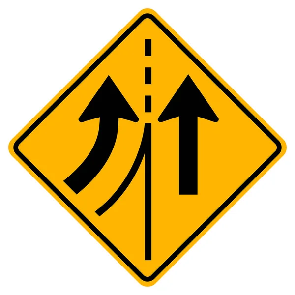 Panneau de signalisation fusionnant voie de gauche, Illustration vectorielle, Isoler sur étiquette de fond blanc. PSE10 — Image vectorielle