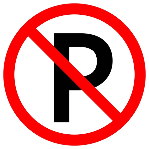 Nenhum sinal do símbolo do estacionamento, ilustração do vetor, isolar na etiqueta branca do fundo. EPS10 —  Vetores de Stock