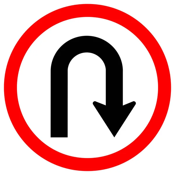U-Turn Señal de tráfico de la derecha, ilustración de vectores, aislar en la etiqueta de fondo blanco .EPS10 — Vector de stock