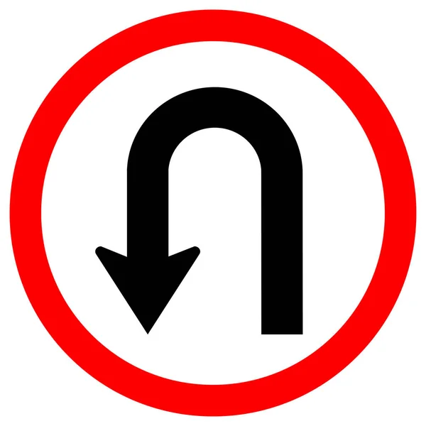 U-turn Balra közlekedési jelzőtábla, vektor illusztráció, izolált fehér háttér címke. — Stock Vector