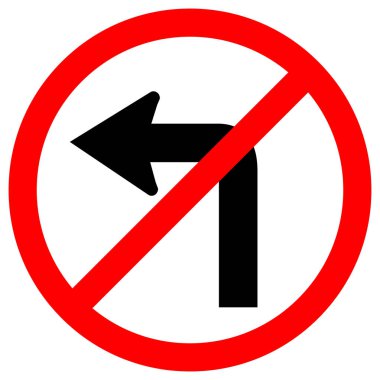 Sola Trafik İşareti, Vektör İllüstrasyonu, Beyaz Arkaplanda İzole Etme, Semboller, Etiketler. Bölüm 10 