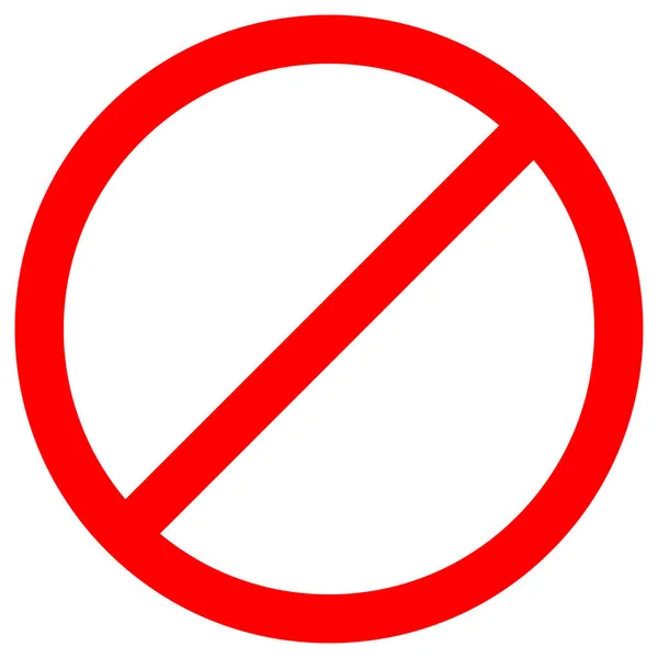 Nenhum sinal vazio vermelho cruzou o círculo, sinal não permitido, símbolo de proibição em branco, ilustração vetorial, isolar na etiqueta de fundo branco. EPS10 —  Vetores de Stock