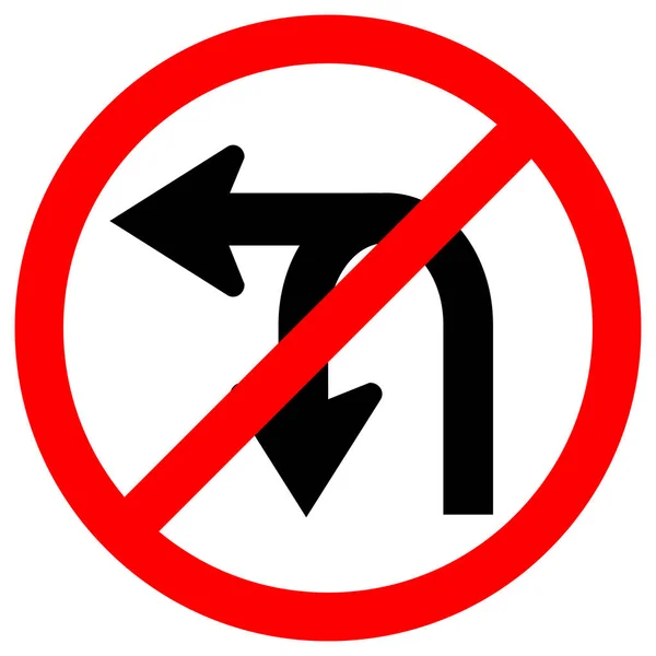Ne tournez pas à gauche ou U- Tournez à gauche Panneau de signalisation routière, Illustration vectorielle, Isoler sur l'étiquette de fond blanc. PSE10 — Image vectorielle