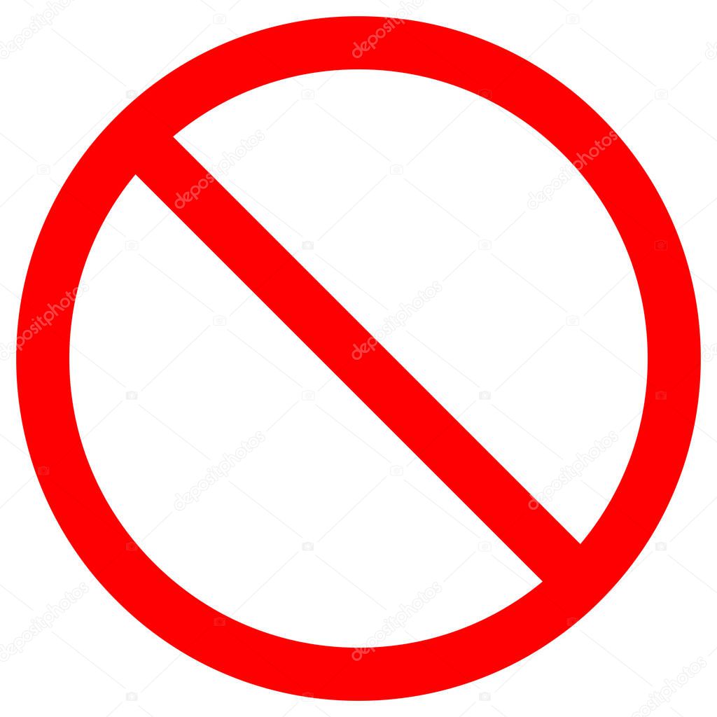 No Sign Empty Red Crossed Out Circle,Not Allowed Sign,Blank Prohibiting Symbol,Vector Illustration, Isolate On White Background Label. EPS10 
