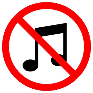 Müzik İşareti Yok, Vektör İllüstrasyonu, Beyaz Arkaplan Etiketi İzole Et. Bölüm 10 