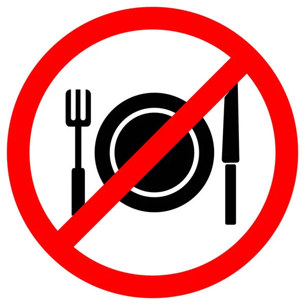Nenhum sinal do símbolo do comer, ilustração do vetor, isolar na etiqueta branca do fundo. EPS10 —  Vetores de Stock