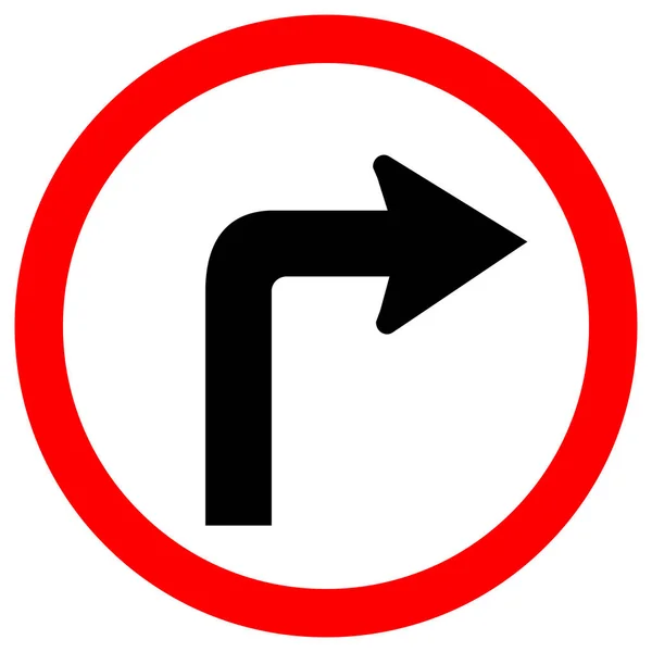 Στρίψτε δεξιά Traffic Road Sign, Διάνυσμα Εικονογράφηση, Απομονώστε σε λευκό φόντο Label .Eps10 — Διανυσματικό Αρχείο