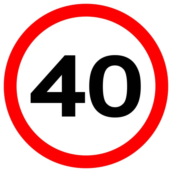 Обмеження швидкості 40 дорожніх знаків, Векторні ілюстрації, Ізольовані на білому тлі етикетки. ЕПС10 — стоковий вектор