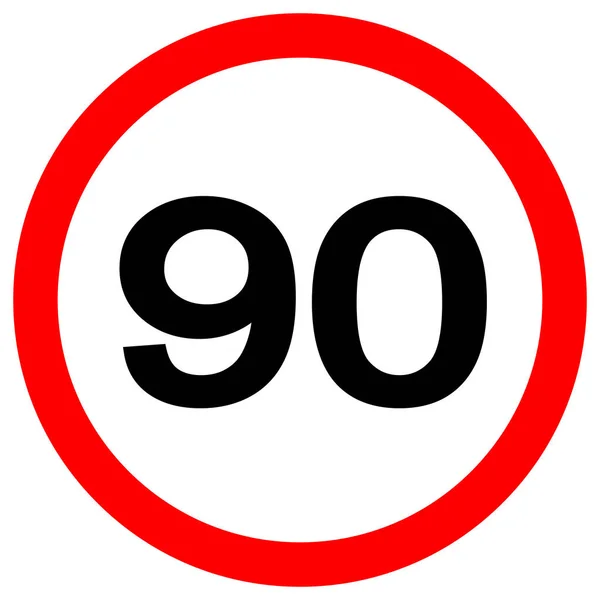 Limite de vitesse 90 Panneau de signalisation, Illustration vectorielle, Isoler sur étiquette de fond blanc. PSE10 — Image vectorielle