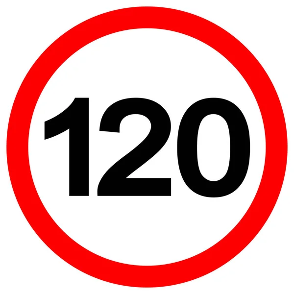 Limite de vitesse 120 Panneau de signalisation, Illustration vectorielle, Isoler sur étiquette de fond blanc. PSE10 — Image vectorielle