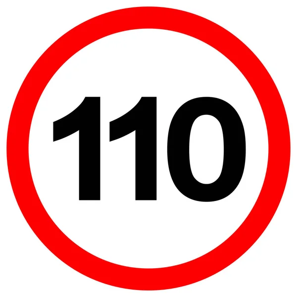 Όριο ταχύτητας 110 Traffic Sign, Vector Illustration, Απομονώστε την ετικέτα λευκού φόντου. Eps10 — Διανυσματικό Αρχείο