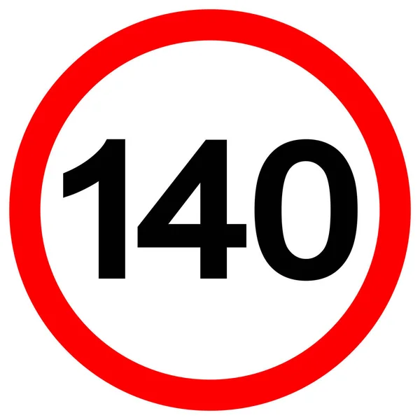 Ograniczenie prędkości 140 Znak drogowy, Ilustracja wektora, Izolacja na białym tle etykiety. EPS 10 — Wektor stockowy