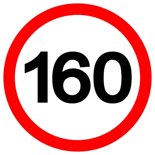 Ograniczenie prędkości 160 Znak drogowy, Ilustracja wektora, Izolacja na białym tle etykiety. EPS 10 — Wektor stockowy