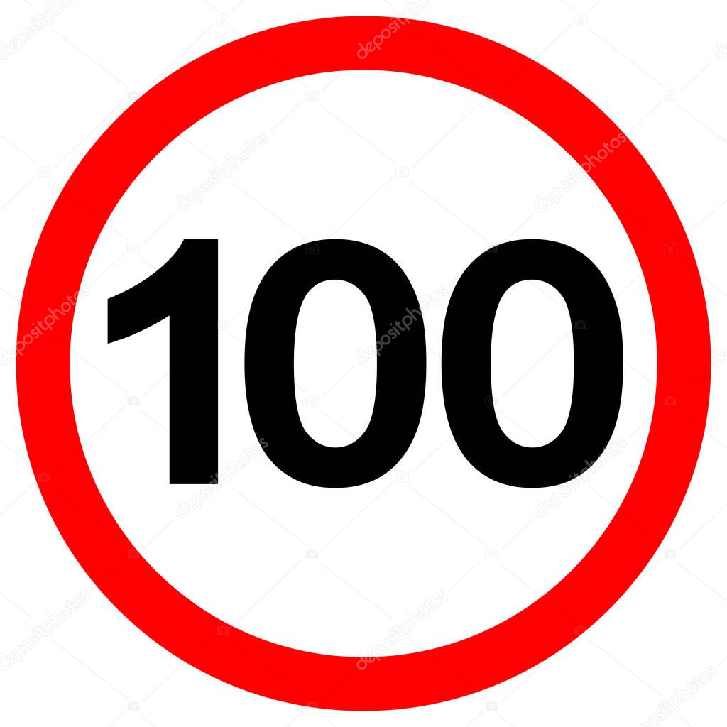 Speed Limit 100 Traffic Sign,Vector Illustration, Isolate On White Background Label. EPS10 