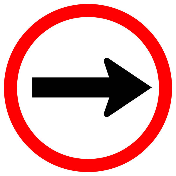 Go Right By The Arrows Traffic Road Sign,Vector Illustration, Isolate On White Background Label. EPS10 