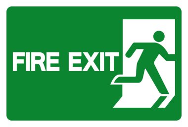 Yangın Çıkış Sembolü İşareti, Vektör İllüzyonu, Beyaz Arkaplan Etiketinde İzole Edin. EPS10