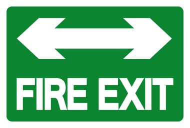 Yangın Çıkış Sembolü İşareti, Vektör İllüzyonu, Beyaz Arkaplan Etiketinde İzole Edin. EPS10