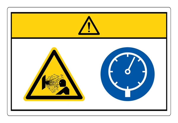 Uwaga Znak symbolu urządzenia pod ciśnieniem, Ilustracja wektora, Izolacja na białym tle. EPS 10 — Wektor stockowy