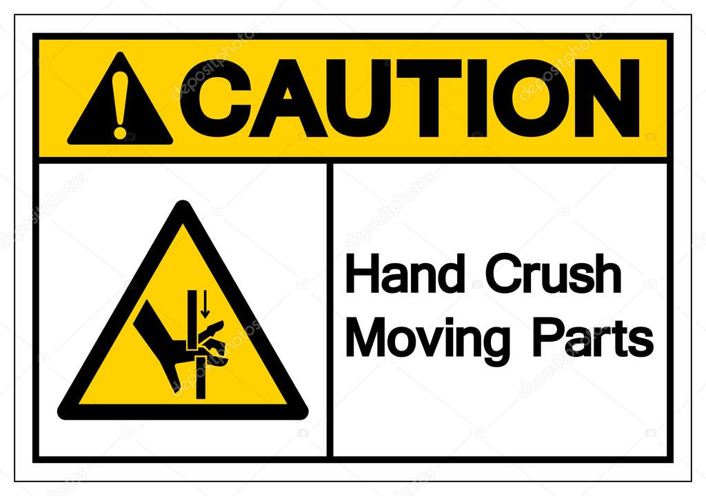 Caution Hand Crush Moving Parts Symbol Sign, Vector Illustration, Isolate On White Background Label .EPS10 