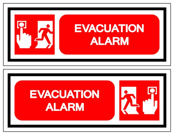 Evakuierungsalarm-Symbolzeichen, Vektorillustration, isoliert auf weißem Hintergrundetikett .EPS10 — Stockvektor
