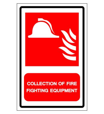 Ateşle Mücadele Ekipmanları Koleksiyonu Sembol İşareti, Vektör İllüstrasyonu, Beyaz Arkaplan Etiketi İzole Edilmesi. EPS10