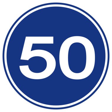 Hız limiti 50 Trafik İşareti, Vektör İllüzyonu, Beyaz Arkaplan Etiketinde İzolasyon. Bölüm 10  