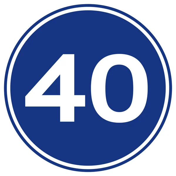 Ograniczenie prędkości 40 Znak drogowy, Ilustracja wektora, Izolacja na białym tle etykiety. EPS 10 — Wektor stockowy