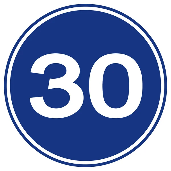 Batas Kecepatan 30 Traffic Sign, Vector Illustration, Isolasi Pada Label Latar Belakang Putih. EPS10 - Stok Vektor
