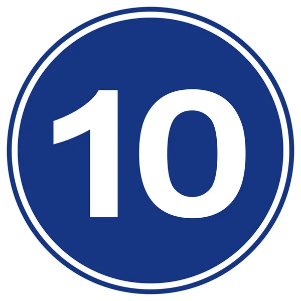 Ograniczenie prędkości 10 Znak drogowy, Ilustracja wektora, Izolacja na białym tle etykiety. EPS 10 — Wektor stockowy
